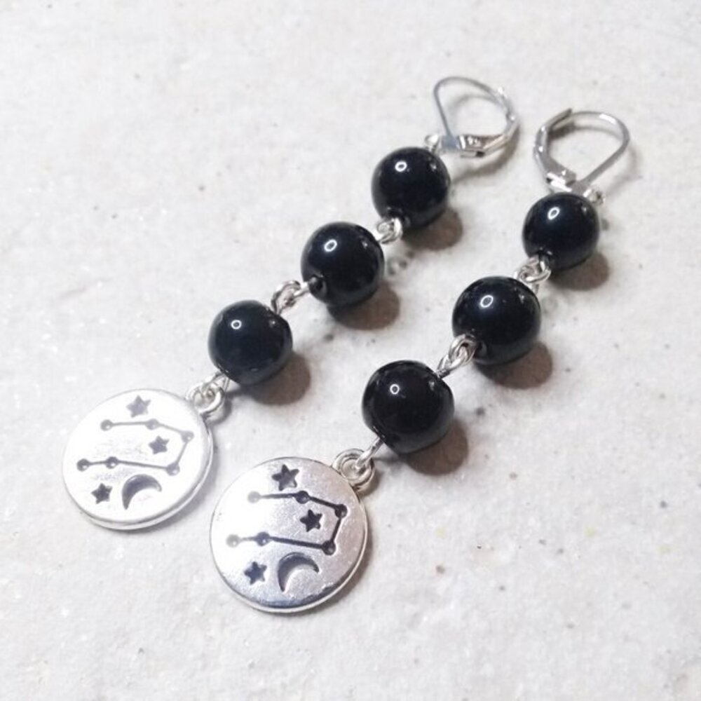 Star Charts! Astral Travel! Interstellar Flights! Moon & Stars Dangle Earrings!